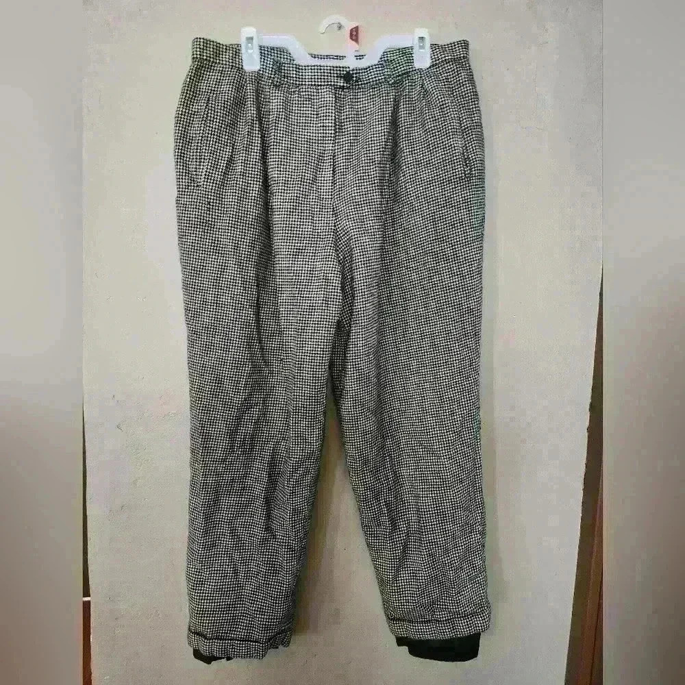 Lauren Ralph Lauren black and white houndstooth 100% wool trouser size 18W